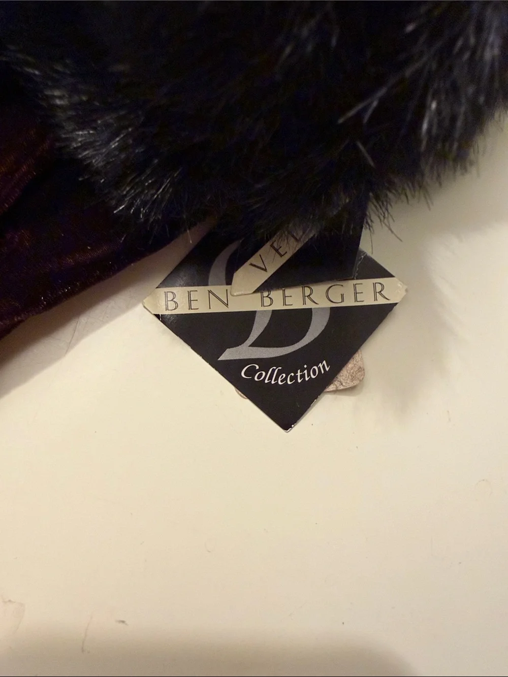 Velvet Brown Velvet Gloves with Black Faux Fur Cuff by Ben Berger